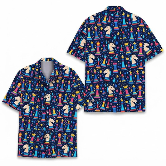 Hawaiian Shirt - Colorful Chess Piece Funny Summer