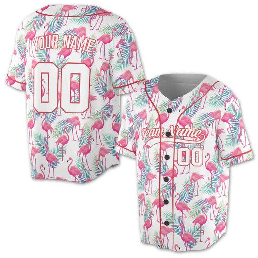 Personalized Flamingo Tropical Baseball Jersey - Custom Name, Team & Number