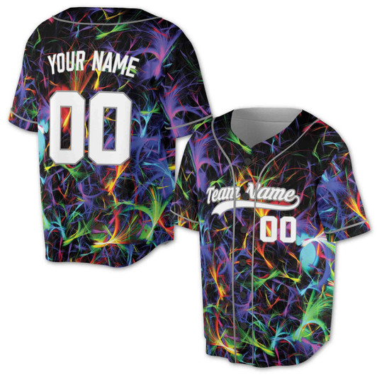 Personalized Fiber Optics Baseball Jersey - Custom Name, Team & Number