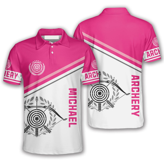 Personalized Polo Shirts Archery Emblem Pink Version - Custom Name