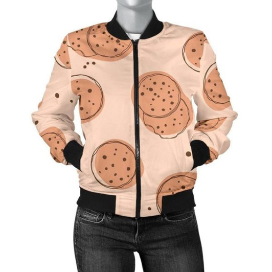 3D Bomber Jacket Biscuit Cookie Print Pattern Casual