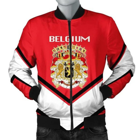 3D Bomber Jacket Belgium Coat Of Arms Men Lucian Style
