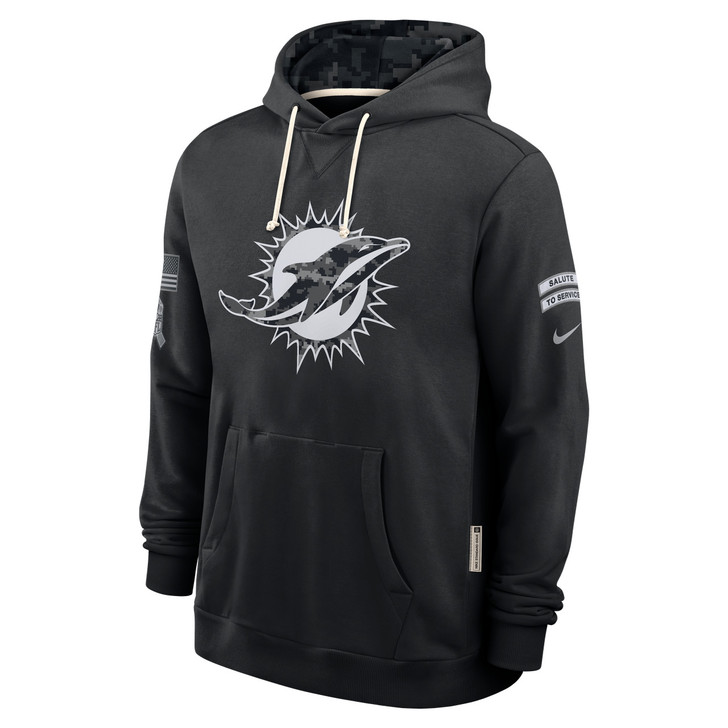 Miami Dolphins 2026 Salute to Service Sideline Dri-FIT Pullover Hoodie - Black