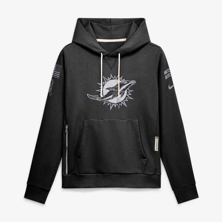 Miami Dolphins Women's 2026 Salute to Service Sideline Dri-FIT Pullover Hoodie - Black
