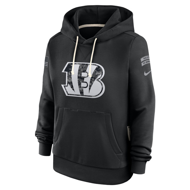Cincinnati Bengals Women's 2026 Salute to Service Sideline Dri-FIT Pullover Hoodie - Black
