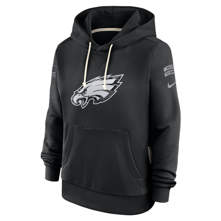 Philadelphia Eagles Women's 2026 Salute to Service Sideline Dri-FIT Pullover Hoodie - Black
