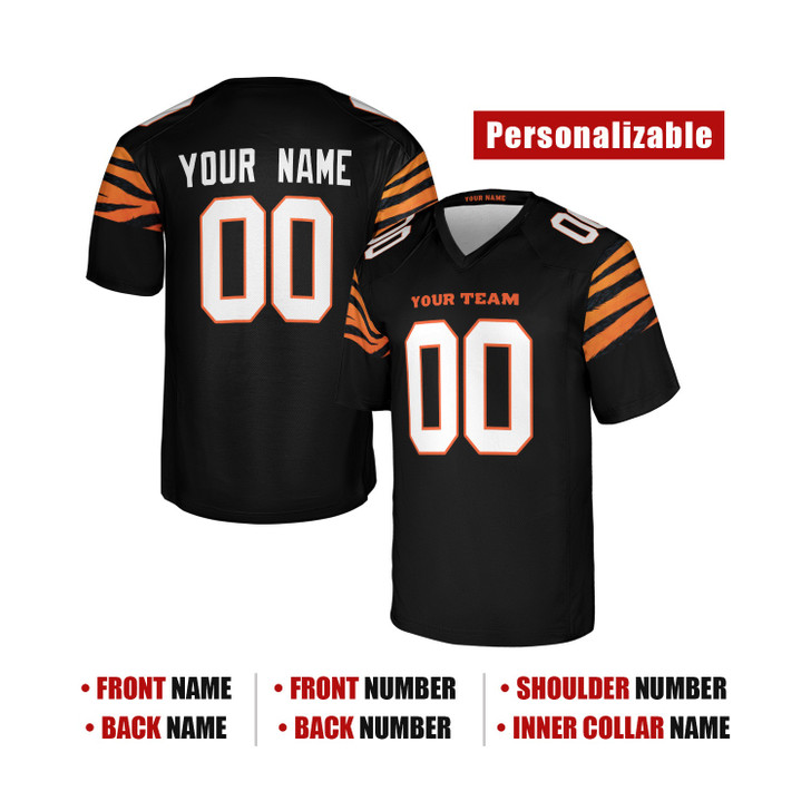 Personalized Men's Cincinnati Bengals Football Jersey Black Legacy Style - Custom Team, Name & Number