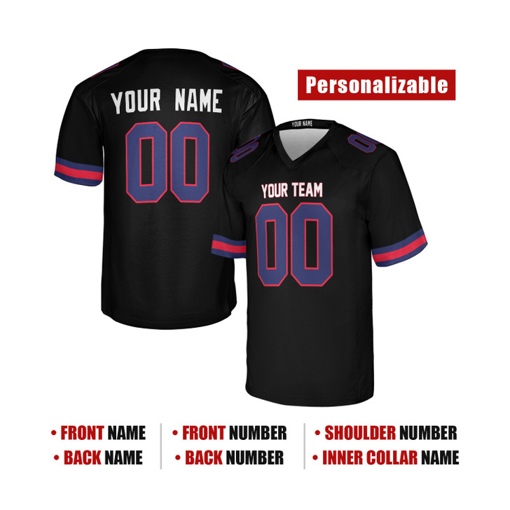 Personalized Men's New York Giants Football Jersey Black Fashion Game Style - Custom Team, Name & Number