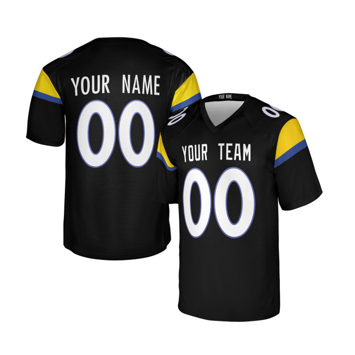 Personalized Men's Los Angeles Rams Football Jersey Black Rivalries Style - Custom Team, Name & Number