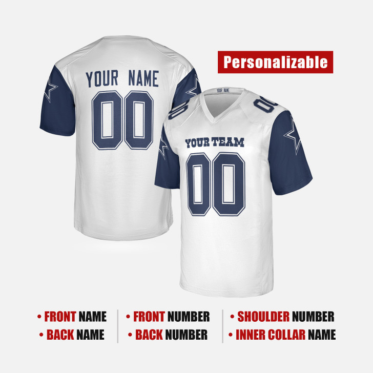 Personalized Men's Dallas Cowboys Football Jersey White Throwback Retired Player Style - Custom Team, Name & Number