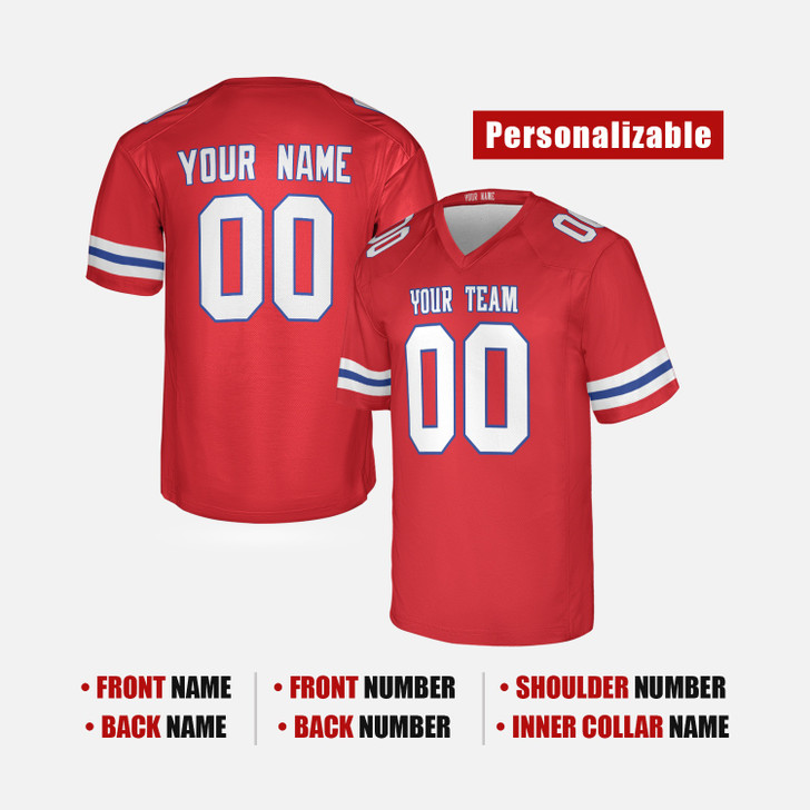 Personalized Men's New England Patriots Football Jersey Red Alternate Style - Custom Team, Name & Number