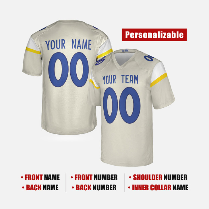 Personalized Men's Los Angeles Rams Football Jersey Bone Fan Style - Custom Team, Name & Number