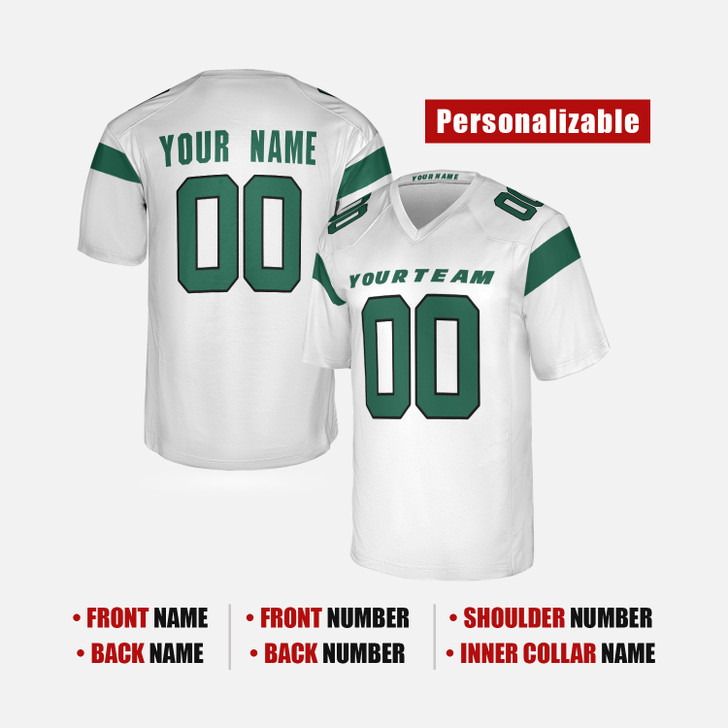 Personalized Men's New York Jets Football Jersey White Fan Style - Custom Team, Name & Number