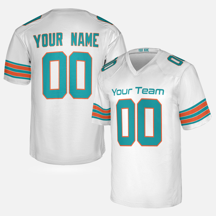 Personalized Men's Miami Dolphins Football Jersey White Alternate Style - Custom Team, Name & Number