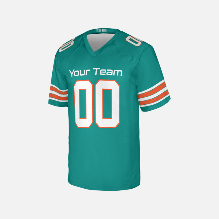 Personalized Men's Miami Dolphins Football Jersey Aqua Alternate Style - Custom Team, Name & Number