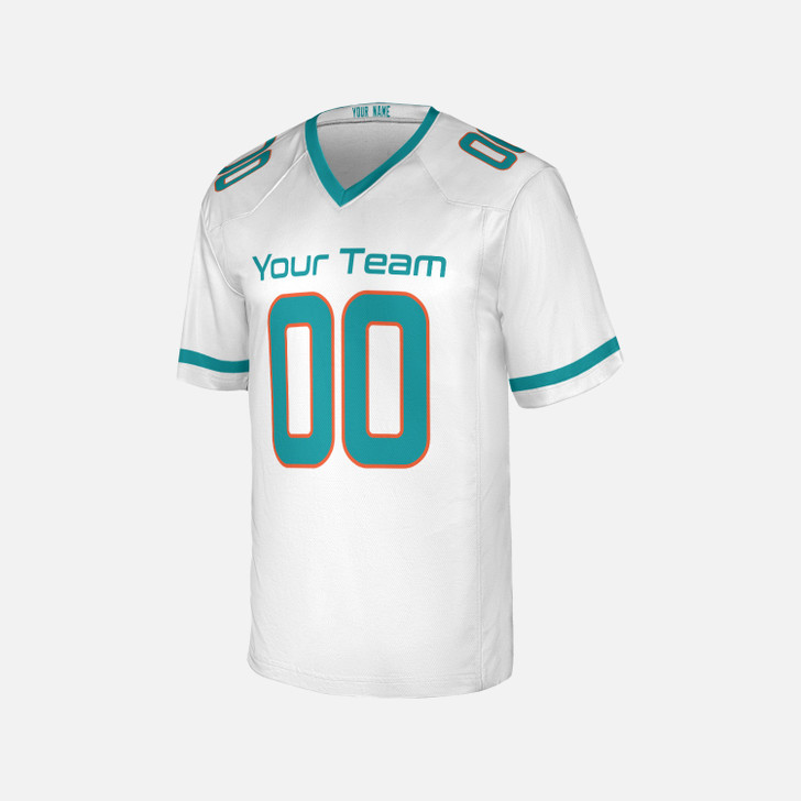 Personalized Men's Miami Dolphins Football Jersey White Fan Style - Custom Team, Name & Number