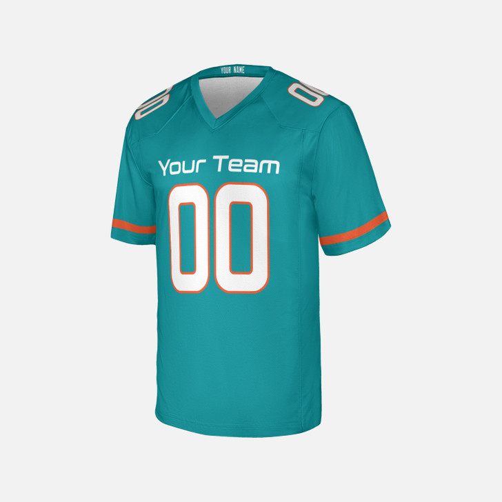 Personalized Men's Miami Dolphins Football Jersey Aqua Fan Style - Custom Team, Name & Number