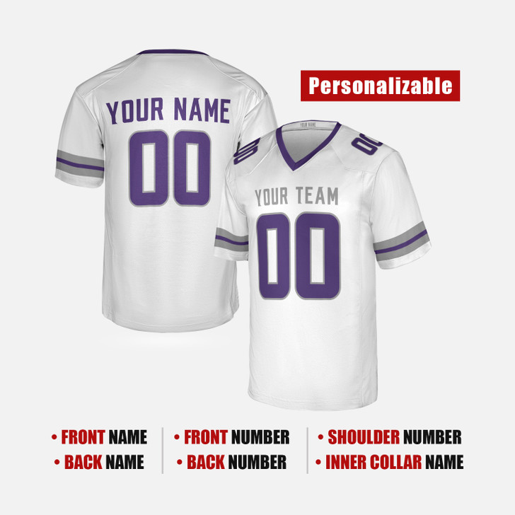 Personalized Men's Minnesota Vikings Football Jersey White Alternate Style - Custom Team, Name & Number