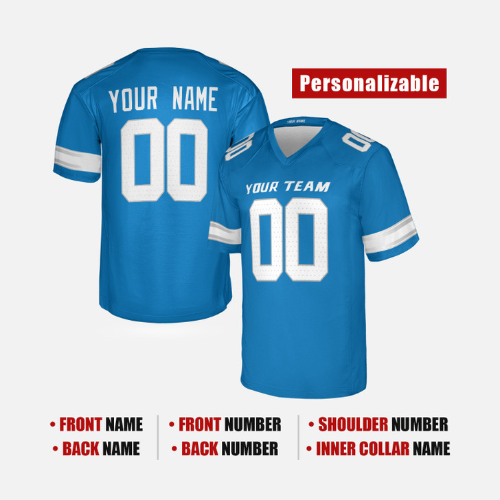 Personalized Men's Detroit Lions Football Jersey Blue Fan Style - Custom Team, Name & Number
