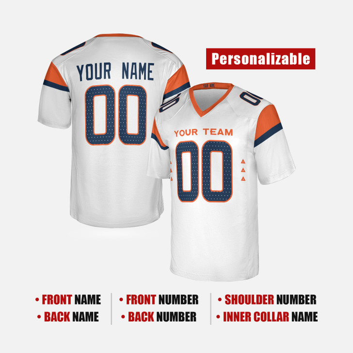Personalized Men's Denver Broncos Football Jersey White Mile High Style - Custom Team, Name & Number
