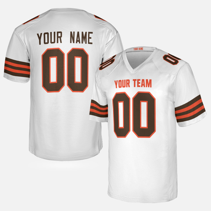 Personalized Men's Cleveland Browns Football Jersey White Alternate Style - Custom Team, Name & Number
