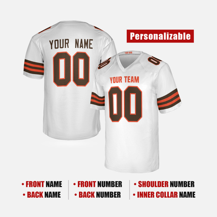 Personalized Men's Cleveland Browns Football Jersey White Alternate Style - Custom Team, Name & Number