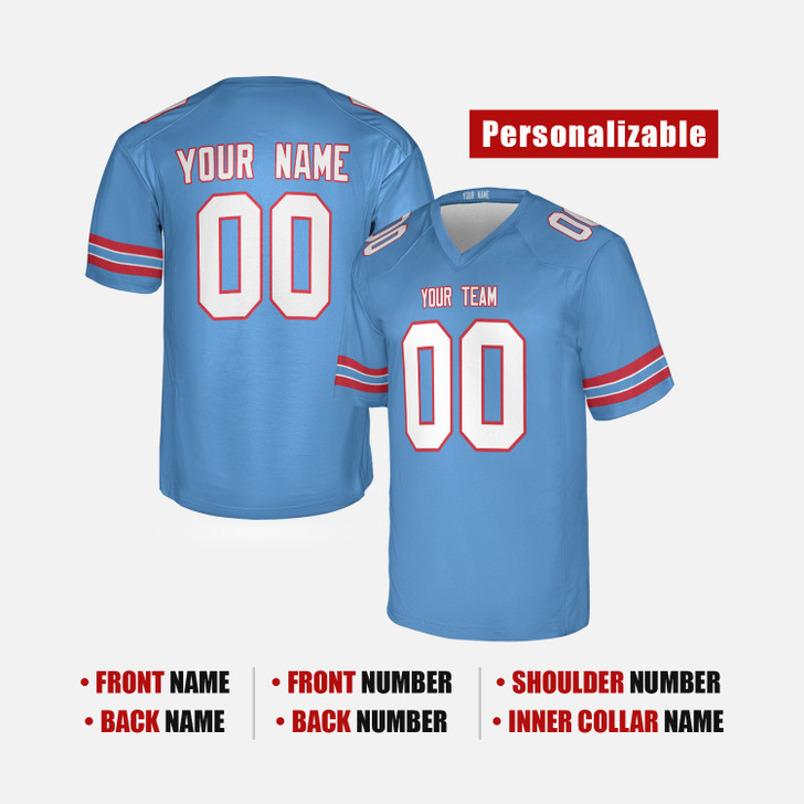 Personalized Men's Tennessee Titans Football Jersey Light Blue Retro Style - Custom Team, Name & Number