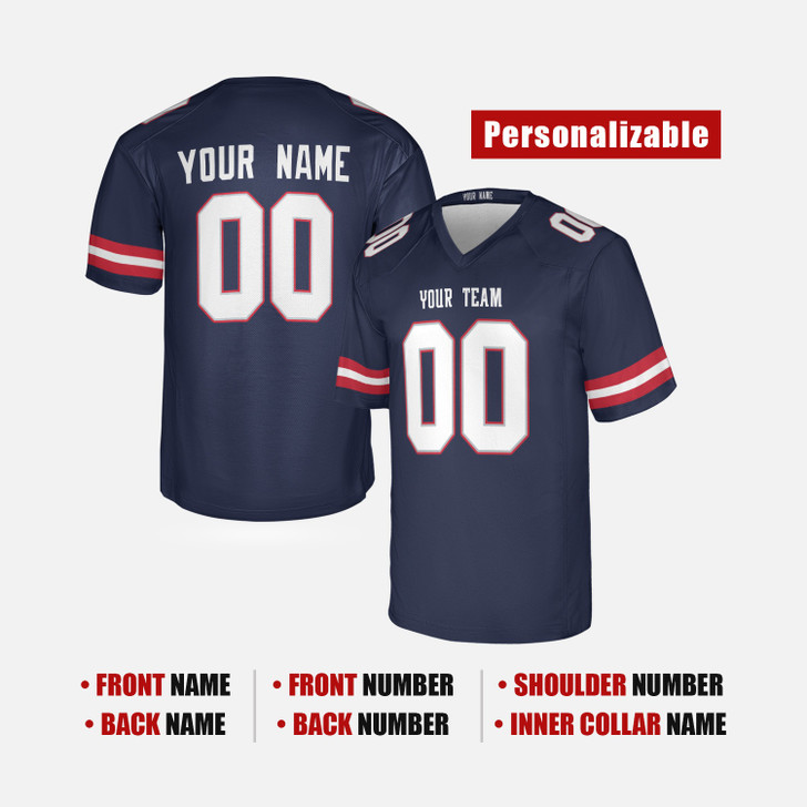 Personalized Men's New England Patriots Football Jersey Navy Alternate Style - Custom Team, Name & Number