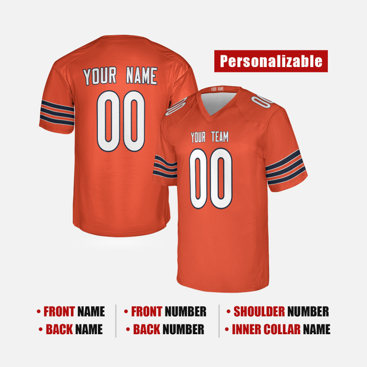 Personalized Men's Chicago Bears Football Jersey Orange Alternate Style - Custom Team, Name & Number