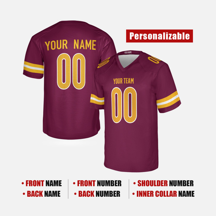 Personalized Men's Washington Commanders Football Jersey Burgundy Fan Style - Custom Team, Name & Number