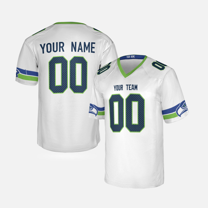 Personalized Men's Seattle Seahawks Football Jersey White Fan Style - Custom Team, Name & Number