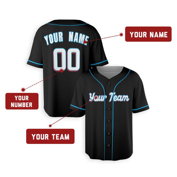 Personalized Men's Miami Marlins Baseball Jersey Black Alternate Style - Custom Team, Name & Number
