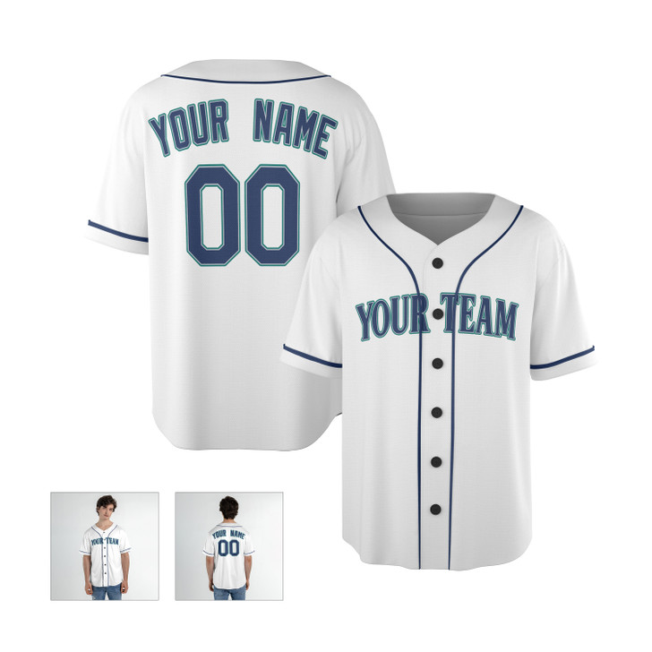Personalized Men's Seattle Mariners Baseball Jersey White Home Style - Custom Team, Name & Number