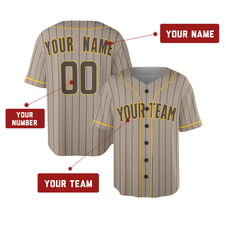 Personalized Men's San Diego Padres Baseball Jersey Sand Alternate Style - Custom Team, Name & Number