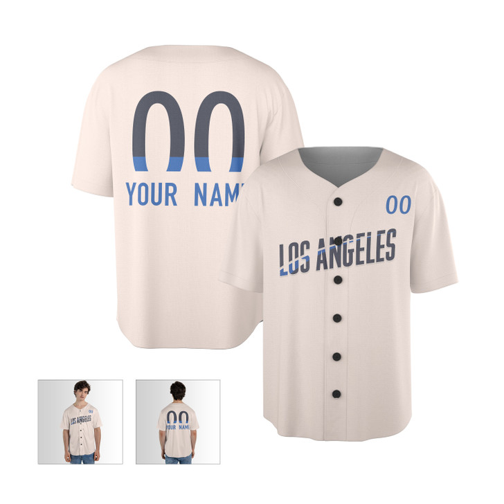 Personalized Men's Los Angeles Dodgers Baseball Jersey Cream City Style - Custom Name & Number