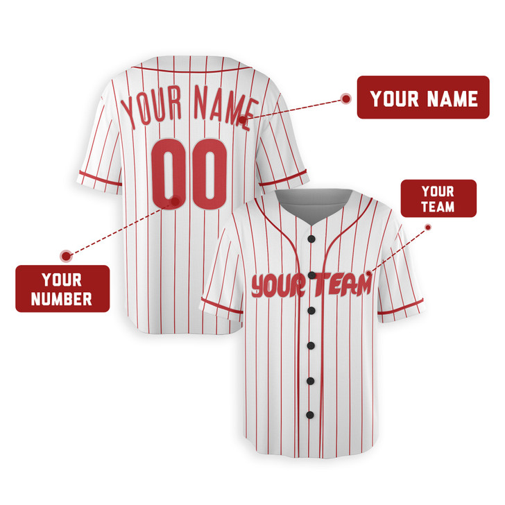 Personalized Men's Philadelphia Phillies Baseball Jersey White Home Style - Custom Team, Name & Number