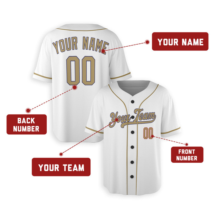 Personalized Men's Los Angeles Dodgers Baseball Jersey White New Gold Collection - Custom Team, Name & Number