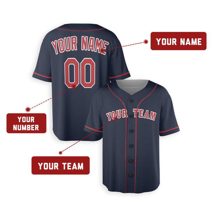Personalized Men's Boston Red Sox Baseball Jersey Navy Alternate Style - Custom Team, Name & Number
