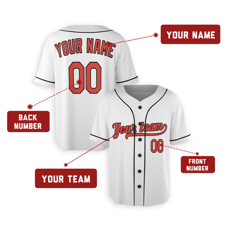 Personalized Men's Baltimore Orioles Baseball Jersey White Home Style - Custom Team, Name & Number