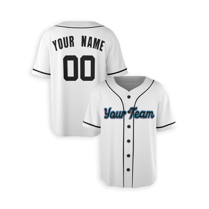 Personalized Men's Miami Marlins Baseball Jersey White Home Style - Custom Team, Name & Number