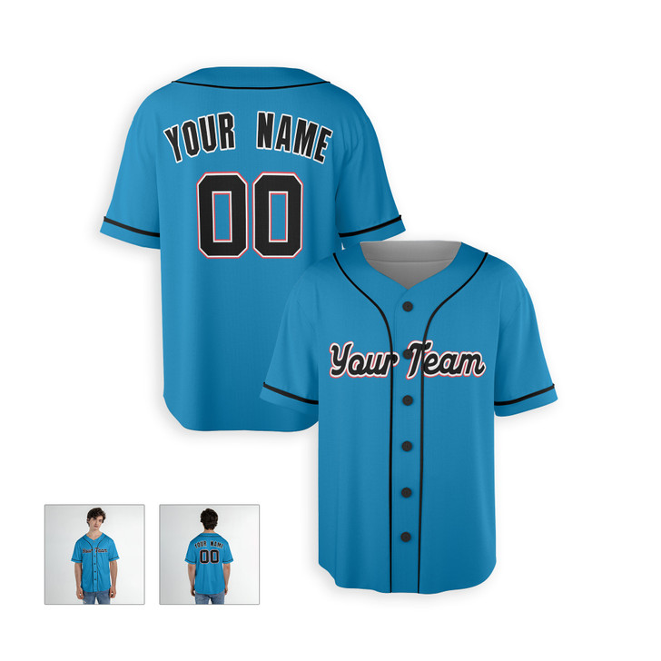 Personalized Men's Miami Marlins Baseball Jersey Sky Blue Alternate Style - Custom Team, Name & Number