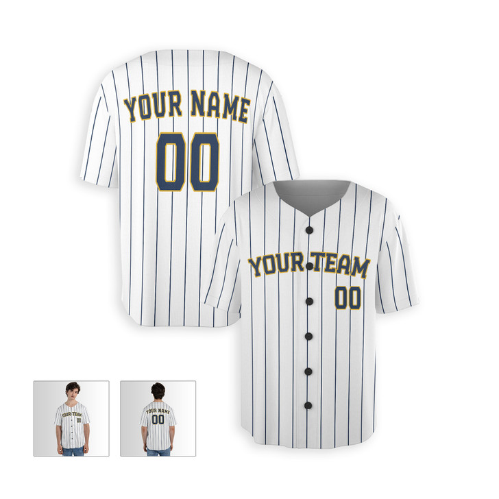 Personalized Men's Milwaukee Brewers Baseball Jersey White Alternate Style - Custom Team, Name & Number