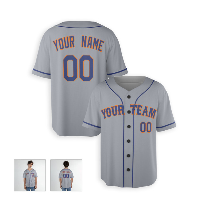Personalized Men's New York Mets Baseball Jersey Gray Away Style - Custom Team, Name & Number