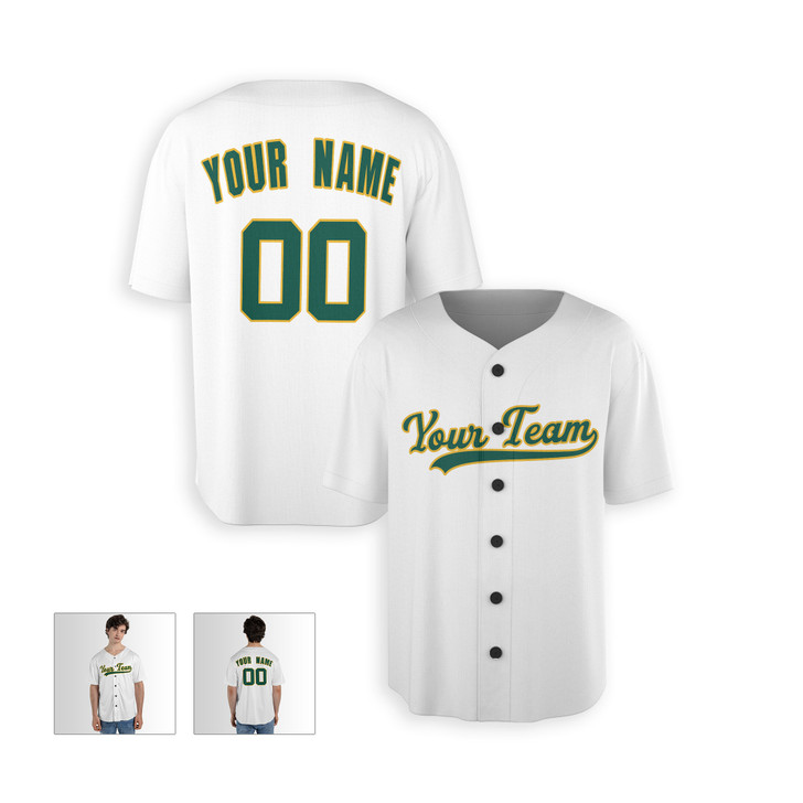 Personalized Men's Oakland Athletics Baseball Jersey White Home Style - Custom Team, Name & Number