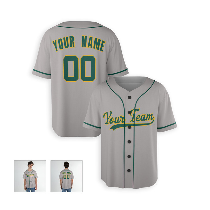 Personalized Men's Oakland Athletics Baseball Jersey Gray Away Style - Custom Team, Name & Number