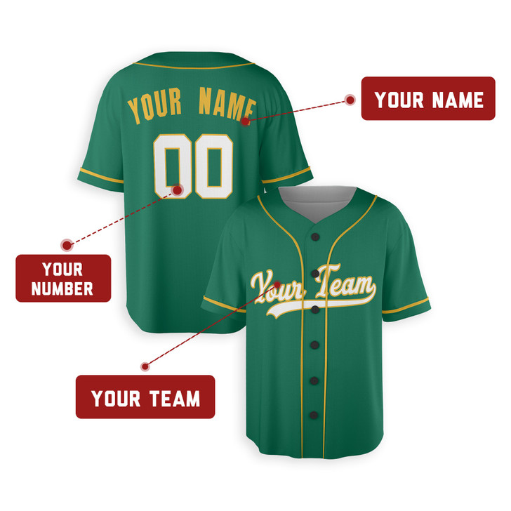 Personalized Men's Oakland Athletics Baseball Jersey Green Alternate Style - Custom Team, Name & Number