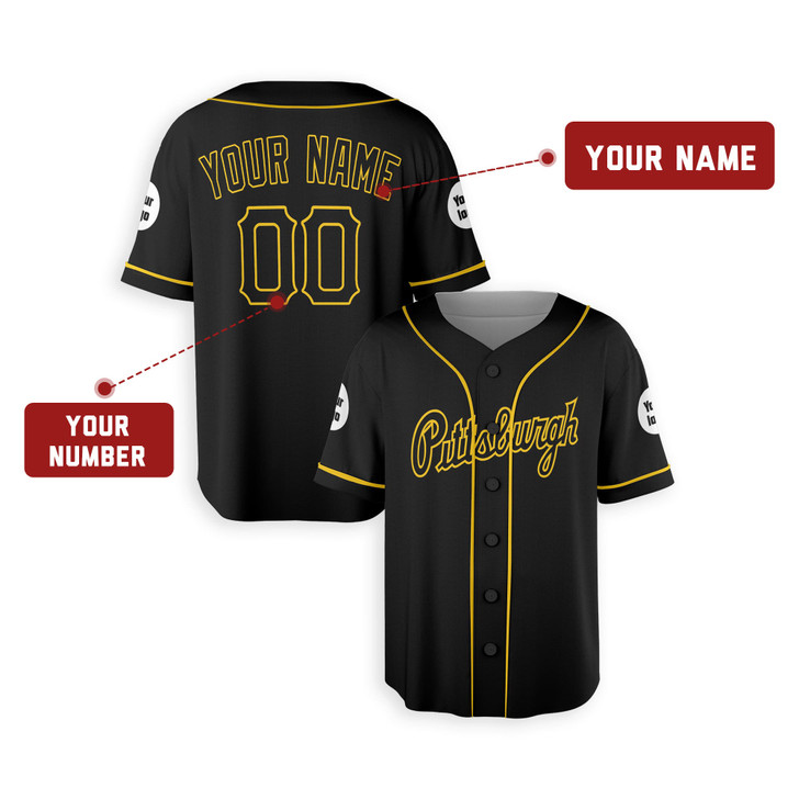 Personalized Men's Pittsburgh Pirates Baseball Jersey Black Alternate Style - Custom Logo, Name & Number
