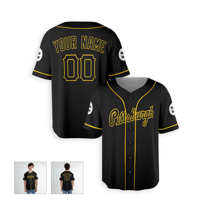 Personalized Men's Pittsburgh Pirates Baseball Jersey Black Alternate Style - Custom Logo, Name & Number