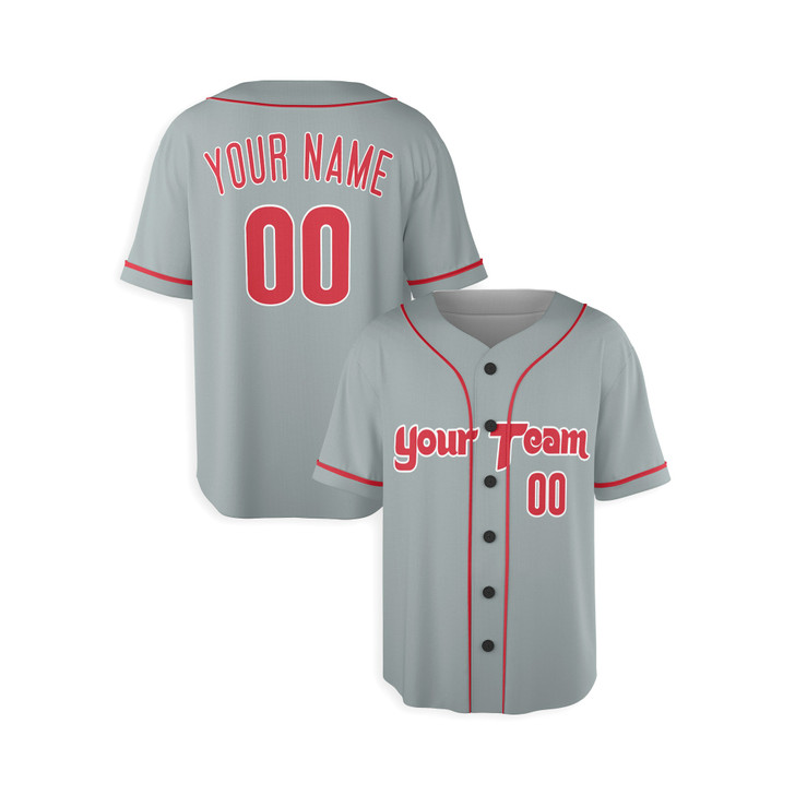 Personalized Men's Philadelphia Phillies Baseball Jersey Gray Away Style - Custom Team, Name & Number
