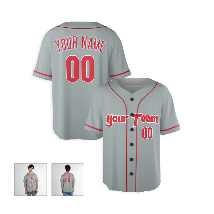 Personalized Men's Philadelphia Phillies Baseball Jersey Gray Away Style - Custom Team, Name & Number